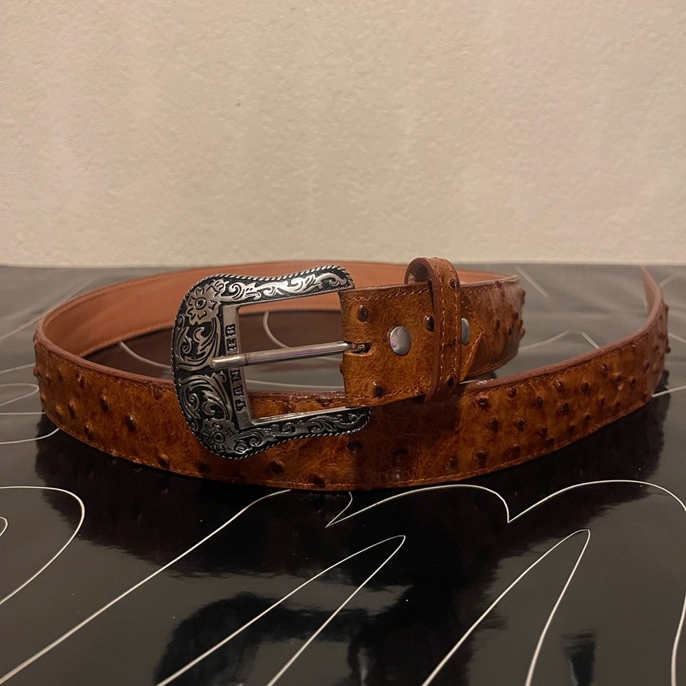 Brown Leather Belt with Silver Buckle